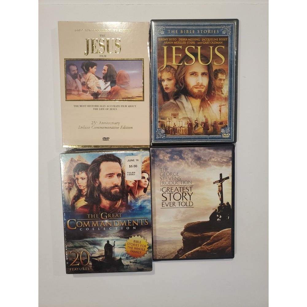 Biblical DVD Lot (4) Jesus Films Greatest Story Ever Told Commandments